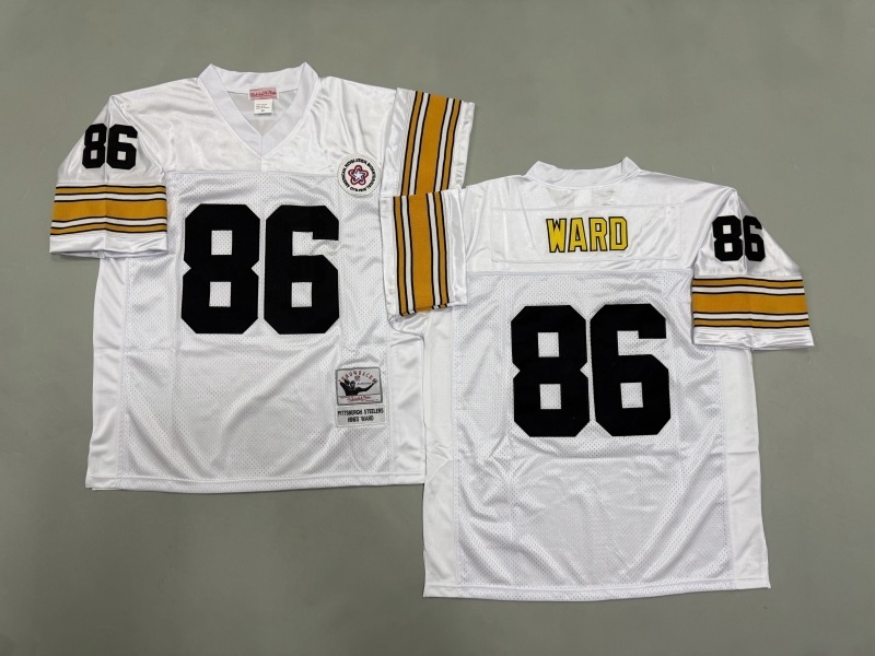 Men 2025 Pittsburgh Steelers #86 Ward white Throwback Limited NFL Jersey style 004
